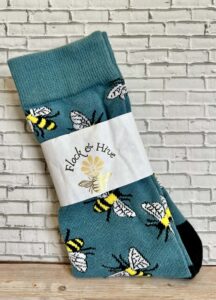 deep blue bee socks