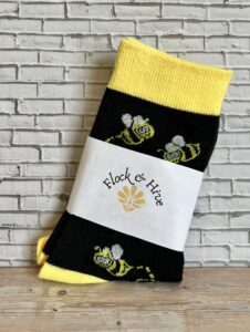 black and yellow cartoon socks