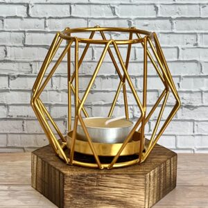 gold metal candle holder