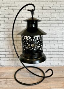 hanging candle holder black metal lantern (sml)