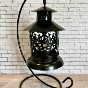 hanging candle holder black metal lantern (sml)