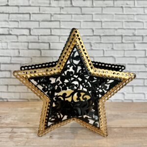 black and gold star tealight holder