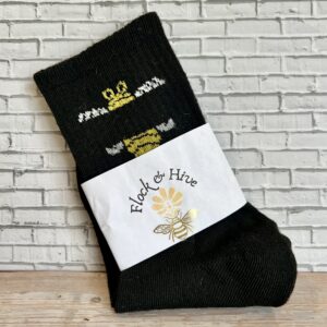 ribbed socks with bees (black)