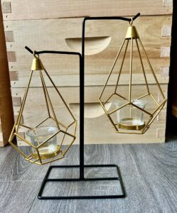 perfect balance tea light holder – gold geometric (double)