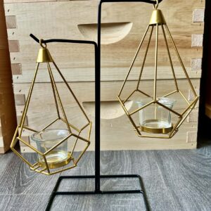 perfect balance tea light holder – gold geometric (double)